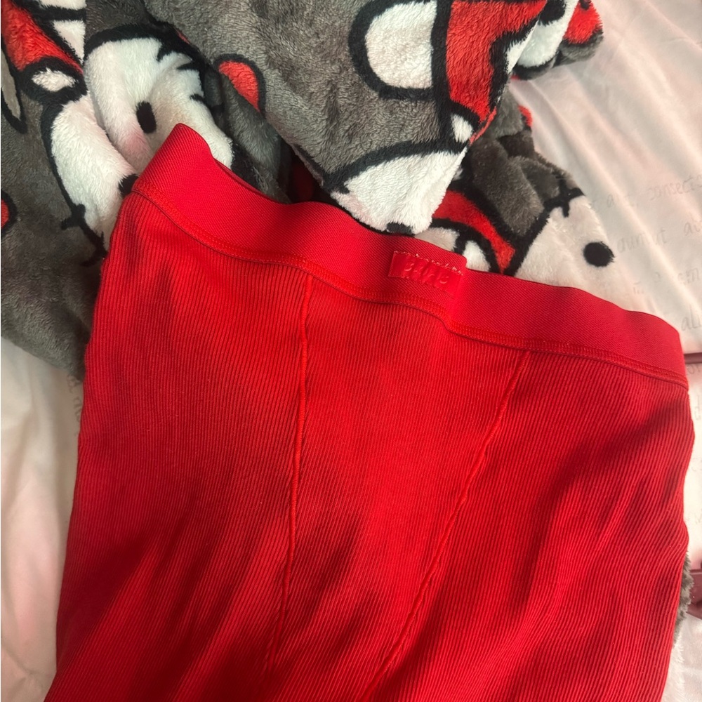 Skims Red Ribbed Leggings